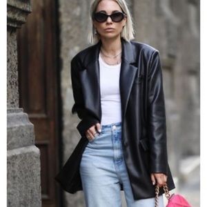 Rebecca Minkoff NWT Women’s Black Vegan Lambskin Leather Blazer